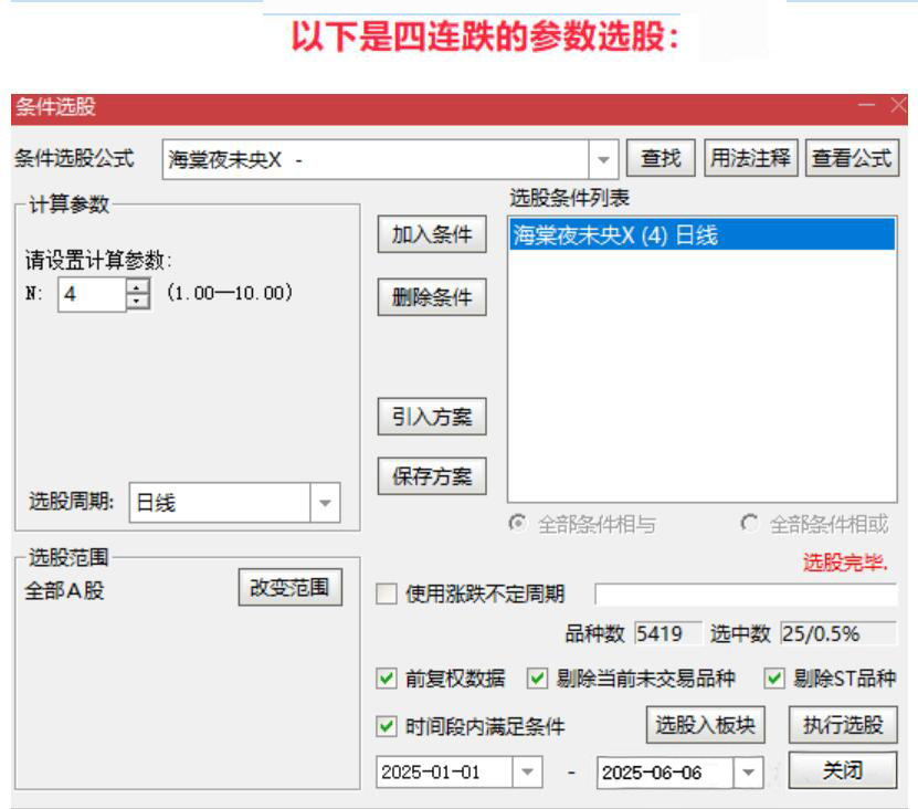 图片[4]-通达信【海棠夜未央】主图附图选股,寻找市场几连跌比如三连跌四连跌五连跌等参数可调博弈反弹,手机电脑通用无未来函数-指标666