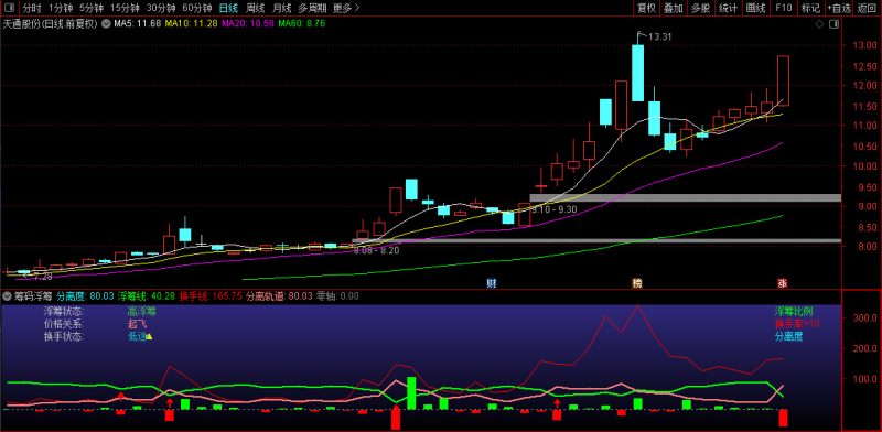 通达信【筹码浮筹】副图指标 浮筹快速下跌说明短期筹码在快速集中-指标666
