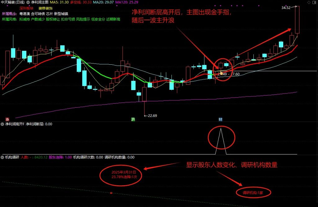 图片[6]-通达信【净利润高开】主图+选股指标 附送机构调研及股东人数变化副图-指标666
