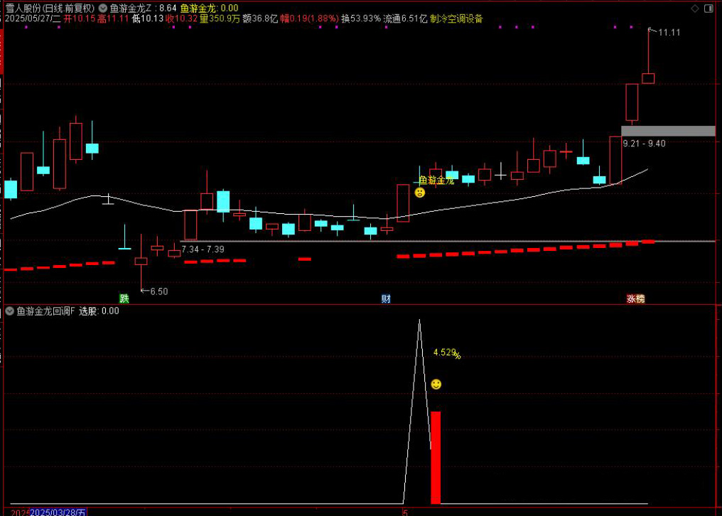 图片[2]-通达信【鱼游金龙回调买】主图附图选股，绿盘信号买入，手机电脑通用无未来函数-指标666
