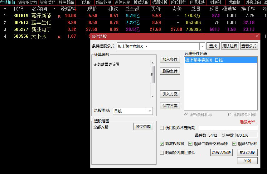图片[1]-通达信【板上骑牛】竞价预警选股 聚焦涨停板强势票筛选策略-指标666