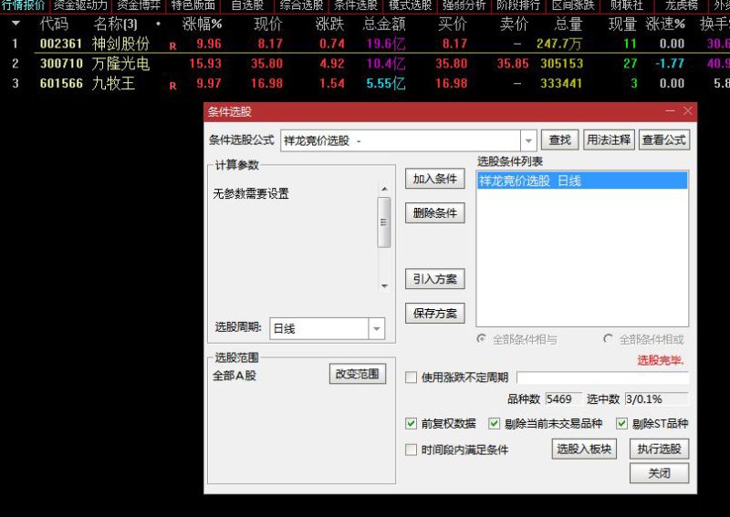 精品竞价【祥龙竞价】专为早盘竞价阶段设计的复合型竞价指标 副图+选股-指标666