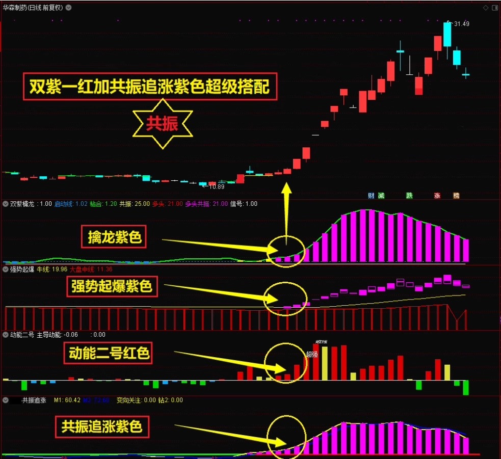 图片[6]-2025新版【双紫擒龙】紫紫红黄庄家控盘分时主力吸筹动能二号起涨高抛低吸-指标666