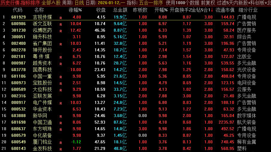 图片[2]-通达信【5合1竞价共振】组合共振强中选强竞价排序指标 优选“金钻5合1”中数值大的票-指标666